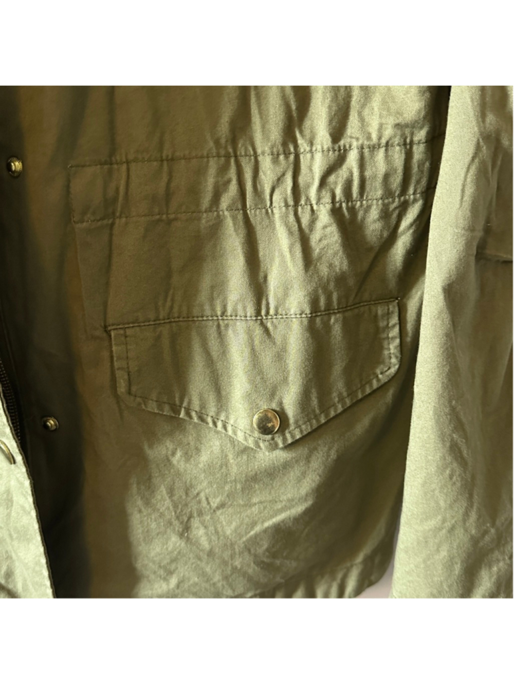 Women’s Love Tree Olive Green Hooded Utility Jacket Size M Cotton Military Parka - Picture 5 of 10